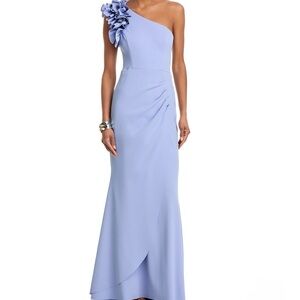 Aqua One-Shoulder Light Blue Dress